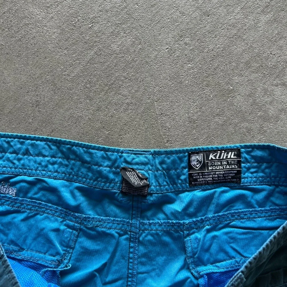 KUHL‎ Ambush Cargo Shorts Mens 40 Teal Blue ÜberKÜHL Hiking Outdoor 9-Pocket